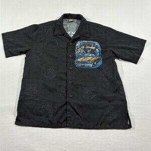 Homies Cruizin Low Shirt Black Graphic Print Short Sleeve Button Down Sz L Youth